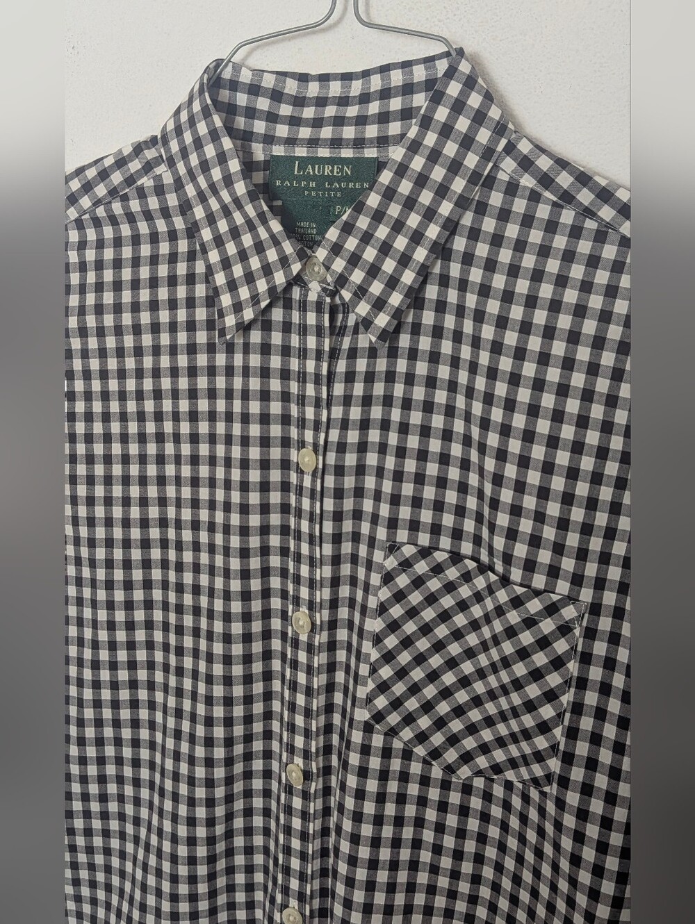 Lauren Ralph Lauren Women’s Black & White Check Plaid 3/4 Sleeve Petite M EUC - Picture 3 of 10
